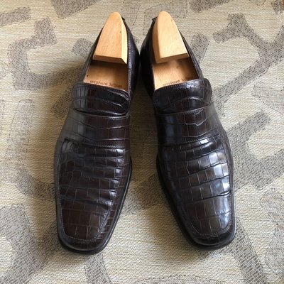 [品味人生]保證正品 Bottega Veneta BV 深咖啡色 鱷魚皮  皮鞋 size 44