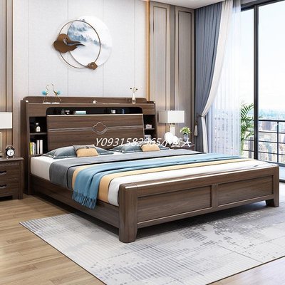【熱賣精選】新中式紫金檀木實木床現代簡約1.5米高檔家具雙人床1.8米儲物床