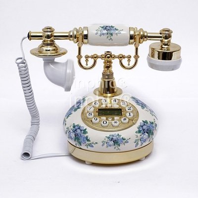 INPHIC-歐式仿舊工藝有繩電話創意陶瓷家用辦公禮品古董座機