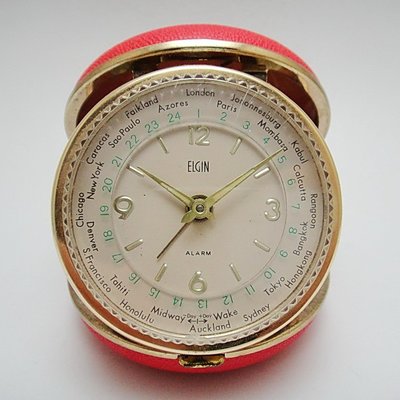 【timekeeper】  70年代日本製Elgin世界時區旅行機械鬧鐘(免運)