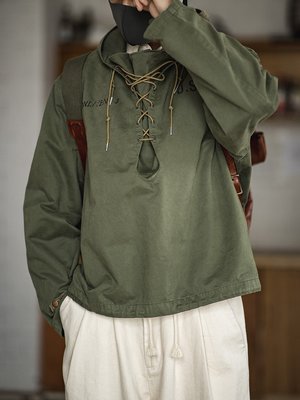 【連帽衫】美式復古二戰海軍兵甲板服連帽男寬松大碼vintage衛衣潮