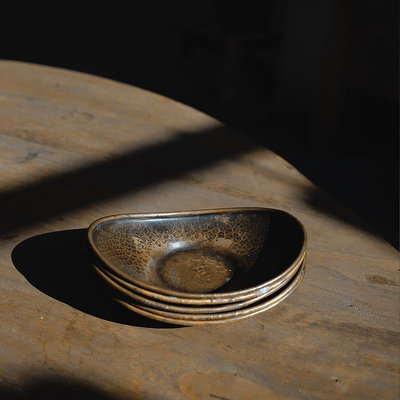 日本回流錘紋元寶銅茶托套件五片日式茶道具茶托杯托茶器老物件