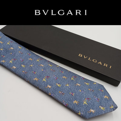 【皮老闆二店】二手真品手BVLGARI 寶格麗 盒裝 領帶 100%絲 手打領帶 E156