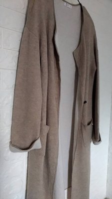 NET駝色保暖含20%羊毛長版造型外套S號(2-3)