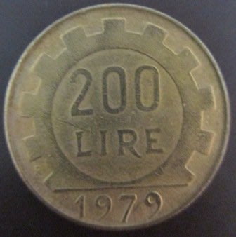~ITALY 義大利 200LIRE 200里拉 1979年 錢幣/硬幣一枚~