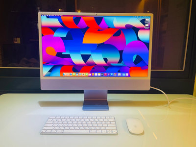 台中 iMac 24吋 4.5K Retina M1 16G 1T 紫色 Apple 蘋果電腦
