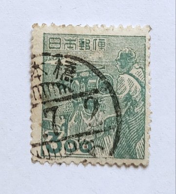 # 1948-49年 日本帝國郵票  3元  舊票   圖為海洋捕鯨!