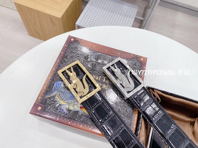 皮帶腰帶鱷魚鋼扣（PRADA）世界著名奢侈品牌，進口球紋皮 雙色可用 屋部設計感十足 全新工藝高端大氣上身效 NO38073