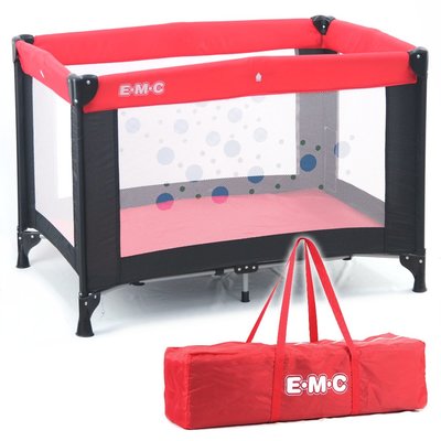 崴寶貝WeBaby-EMC 輕巧型安全嬰兒床(具遊戲功能)(紅黑) 本島免運