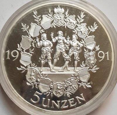 瑞士５安士銀章　1991 5 Unzen Rutli Proof Silver Medal
