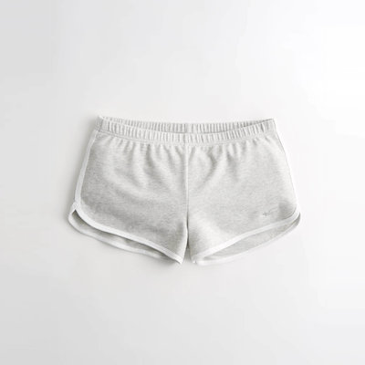 【HOLLISTER Co.】【零碼M】HC女款短褲棉白邊花灰 F02220520-01