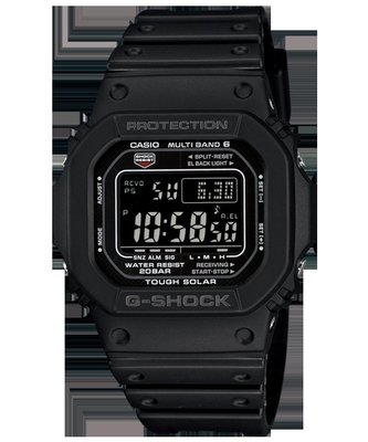 【金台鐘錶】CASIO卡西歐G-SHOCK (電波錶) 橡膠錶帶 太陽能 防水 (消光黑) GW-M5610-1B