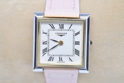 《寶萊精品》Longines 浪琴銀金白方型手動女子錶
