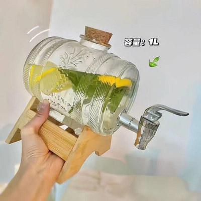 新品特惠創意玻璃瓶檸檬水瓶夏天飲料桶 冷水壺 冷泡茶水壺 帶龍頭冷泡壺 茶壺 冷-來可家居