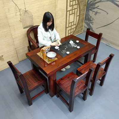 【熱賣精選】陽臺茶桌椅組合小戶型茶幾實木家用小茶臺客廳簡約新料老船木一體