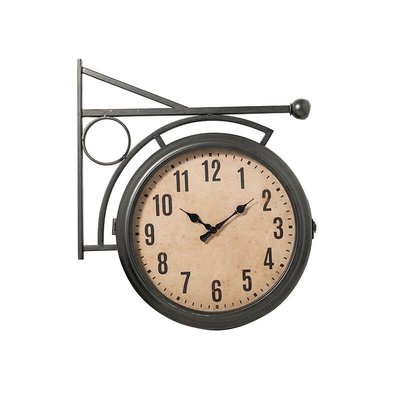 《齊洛瓦鄉村風雜貨》美式鐵藝仿舊雙面鐘 壁掛雙面時鐘 復古仿舊鐘 美式車站風格鐘
