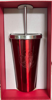 星巴克Starbucks 全新美國星巴克亮紅色浮雕不鏽鋼杯隨身杯-含運