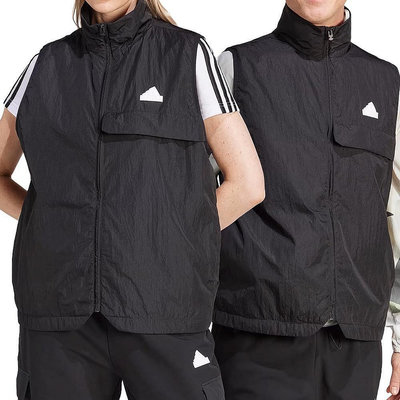 Adidas U CE U VEST 男女 黑 全拉鍊 立領 寬鬆 防水 背心 IN3701