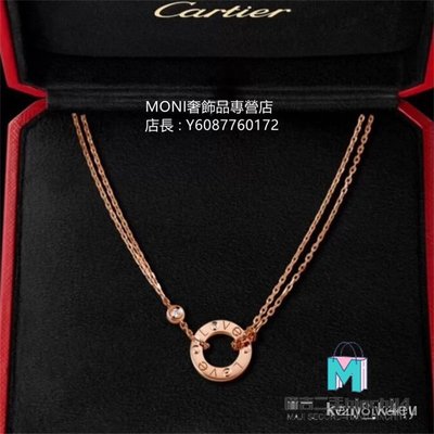 【二手】正品-- Cartier 卡地亞 LOVE系列項鍊 18K玫瑰金2顆鑽石項鍊 B7224509