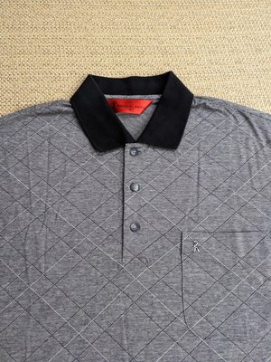 台灣製造 義大利品牌 Roberta di Camerino 深灰色格紋短袖口袋Polo衫