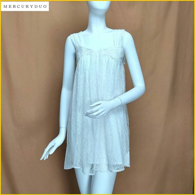 JP 日本 夏裝 MERCURYDUO 新品 透明感鏤空薄紗雙層 緹花刺繡 短洋裝 女 性感魅力 露背洋裝 A0261M