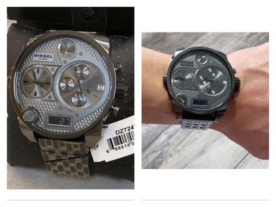 DIESEL MR.DADDY系列 鐵灰色不銹鋼錶帶 石英 多功能 三眼計時 男士手錶DZ7247