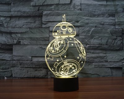 星際大戰 3D視覺立體燈 七彩漸變 觸摸開關BB-8機器人 Star Wars 錯覺燈 小夜燈 檯燈趣味創意禮