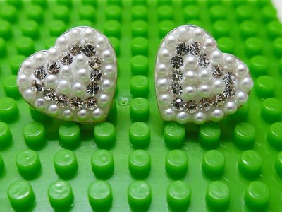 泰國銀飾－925純銀－迷你小珍珠愛心造型－耳針式耳環【QQ小咪】