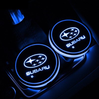 SUBARU 汽車LED七彩氛圍燈 速霸陸 Forester XV Legacy 車內裝飾燈 發光水杯墊 氣氛燈 車標燈