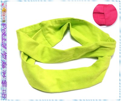 ☆POLLY媽☆歐美進口深粉色、黃綠色針織棉質雙圈(寬3.5、4.5cm)髮帶