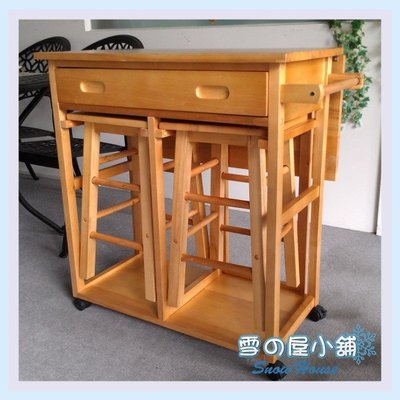 ╭☆雪之屋小舖☆╯原木收納型餐桌椅組(一桌二椅)/ 造型桌椅/組合餐桌椅/DIY自組