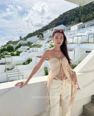 熱賣 Mali泰國設計師潮牌正品代購 22夏 波西米亞度假風飄逸吊帶上衣-