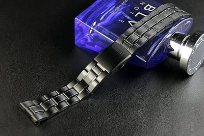 艾曼達精品~20mm黑色真空離子電鍍sea master 海馬風格不鏽鋼製錶帶