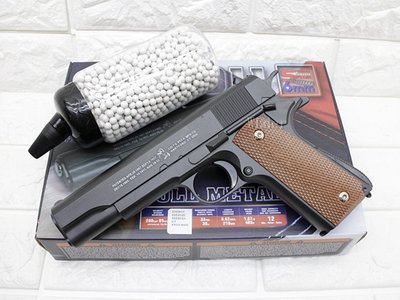 [01] CYBERGUN M1911 全金屬 空氣槍 + 0.2g BB彈 奶瓶 ( BB槍 COLT 45手槍柯特