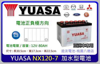 ☆銓友電池☆桃園電池☆實體店面 YUASA NX120-7 加水保養型汽車電池 GRAND STAREX 2.5柴油