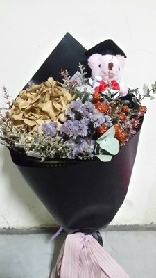 畢業禮物 - 乾燥花 畢業小熊花束 乾燥花束 畢業花束.