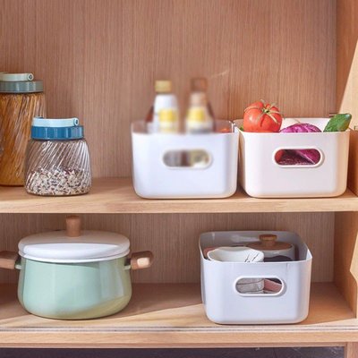 日式手提案頭 廚房塑膠儲物框 化妝品雜物整理收納盒