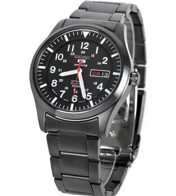 【金台鐘錶】SEIKO精工5號 鋼帶 機械錶-IP黑色 (日版) SNZG17 SNZG17J1