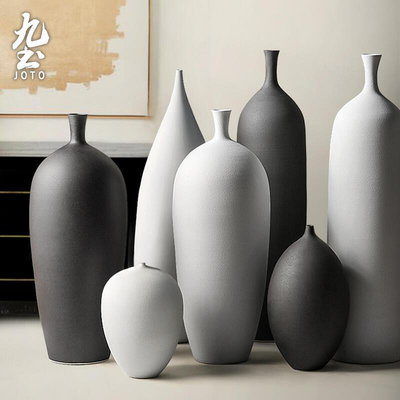 創客優品 九土手工陶瓷花瓶創意客廳電視櫃裝飾花器北歐簡約藝術品家居擺件 CJ1193