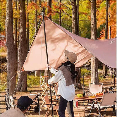 天幕戶外帳篷蝶形黑膠遮陽布可攜式防曬六角小遮陽棚野營露營裝備