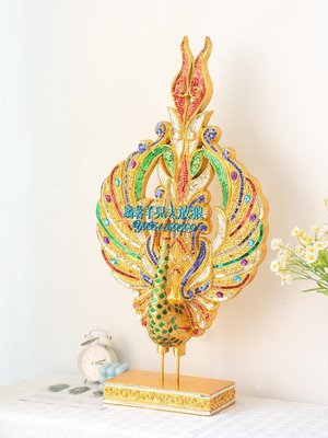 泰國進口孔雀擺件木雕工藝品泰式會所餐廳家居客廳玄關裝飾品擺設