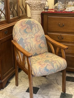 老歐洲北歐風格橡木復古織錦布藝扶手椅沙發椅書桌椅 Vintage【更美歐洲傢飾精品Amazing House】台南