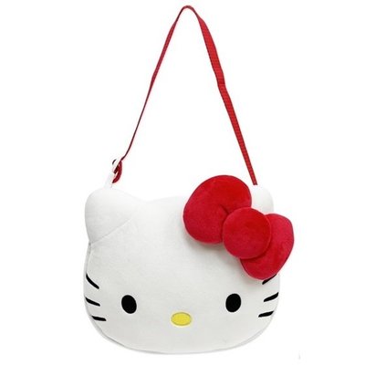 車資樂㊣汽車用品【PKTD017W-08】Hello Kitty 經典絨毛系列 多功能置物桶掛袋(吊掛在椅背上)