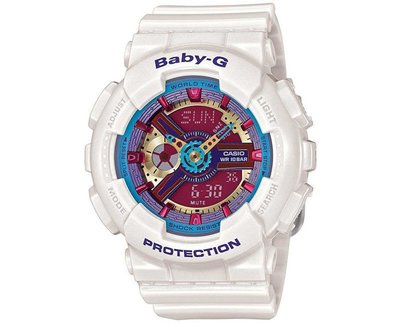 【金台鐘錶】CASIO卡西歐BABY-G 少女時代 指針數字雙顯 白桃紅 BA-112-7  BA-112