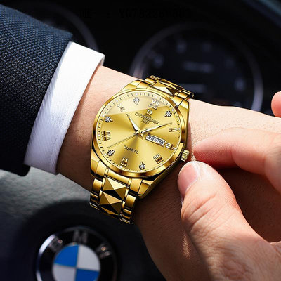 手錶男士手表正品官方男款機械黃金色霸氣防水金表男純金色腕表機械手錶
