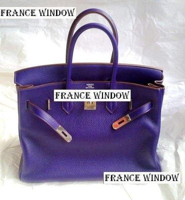 France Window 愛瑪士柏金包hermes birkin 新色鳶尾紫銀扣tc皮 35cm