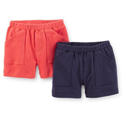 [[W&amp;R]] ((0-24m)) Carter's 二件組 深藍+橘紅 棉短褲 3m, 6m