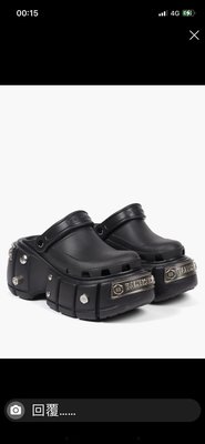 《當肯二手名品》BALENCIAGA x Crocs 聯名 新款 黑色 厚底鞋 ㊣ 黃金42號