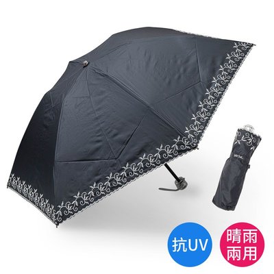 【Waterfront】日本刺繡荷葉風抗UV晴雨兼用折疊傘