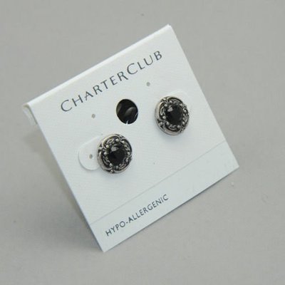 【飾界美~殺很大】歐美品牌 charter club 高質感古銀黑造型針式耳環~現貨下標即售